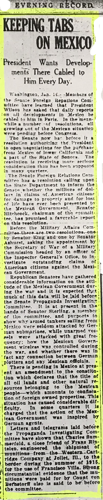 January 16, 1919 Article